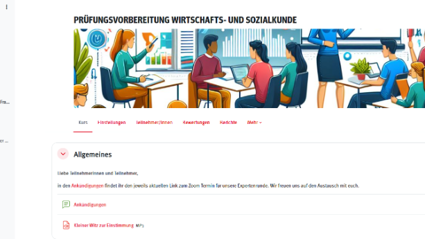 Ein Bild vom Moodle Kurs zu WiSo