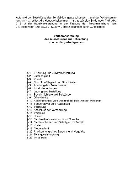 Musterschlichtungsordnung HWK