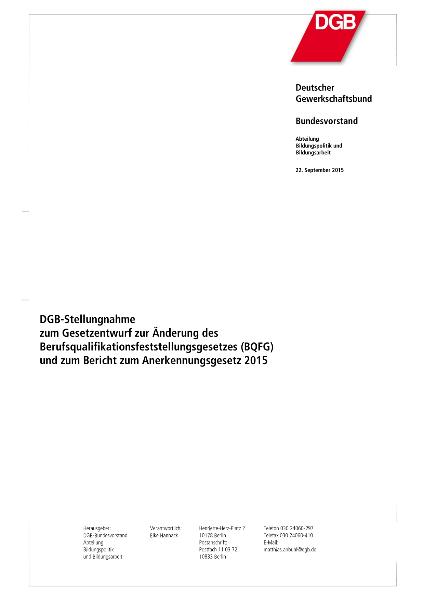 DGB-Stellungnahme zur BQFG-Novellierung