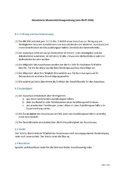 Musterschlichtungsordnung IHK