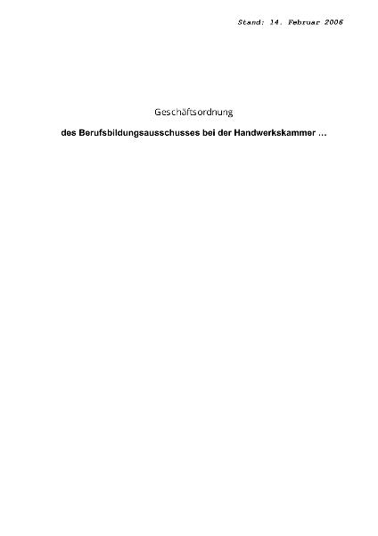 Geschäftsordnung des Berufsbildungsausschusses bei der Handwerkskammer