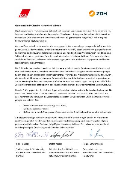 Umsetzungshilfe zum Verfahren zur Berufung von Prüfungsausschüssen im Handwerk